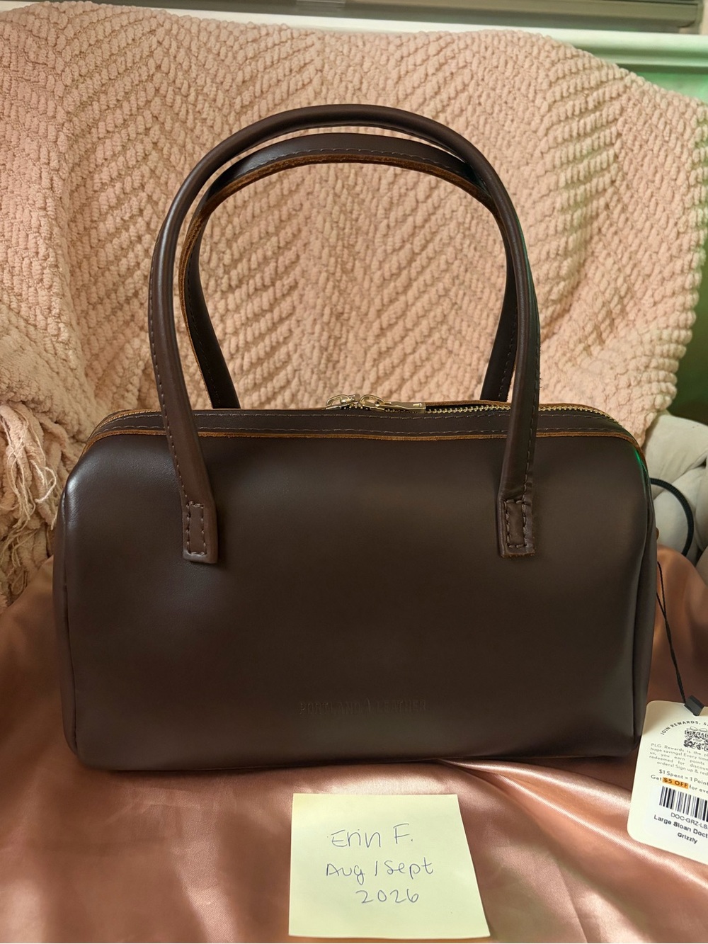 Portland Leather Large Sloan in Grizzly - NWT